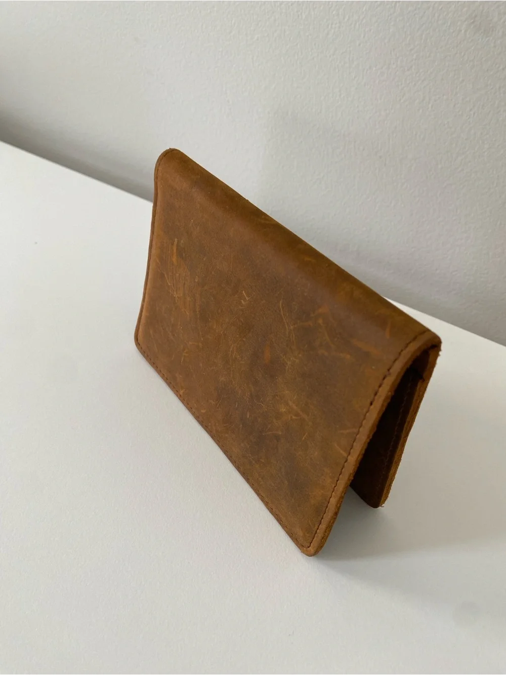 Classic Slim Rustic Leather Card Holder Wallet - Brown